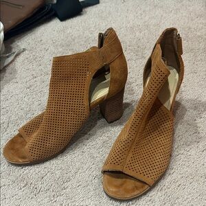 Marc Fisher Brown Perforated Heeled Boots